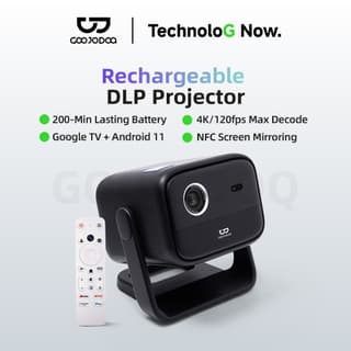 Máy Chiếu GOOJODOQ 4K - Android + Google TV, Tự Động Lấy Nét, 20800mAh, Wi-Fi 6, MEMC