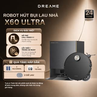 Robot hút bụi thông minh Dreame X60 Ultra | Vượt Chướng Ngại Kép Lên Tới 8.8cm | Bảo Hành 24 tháng