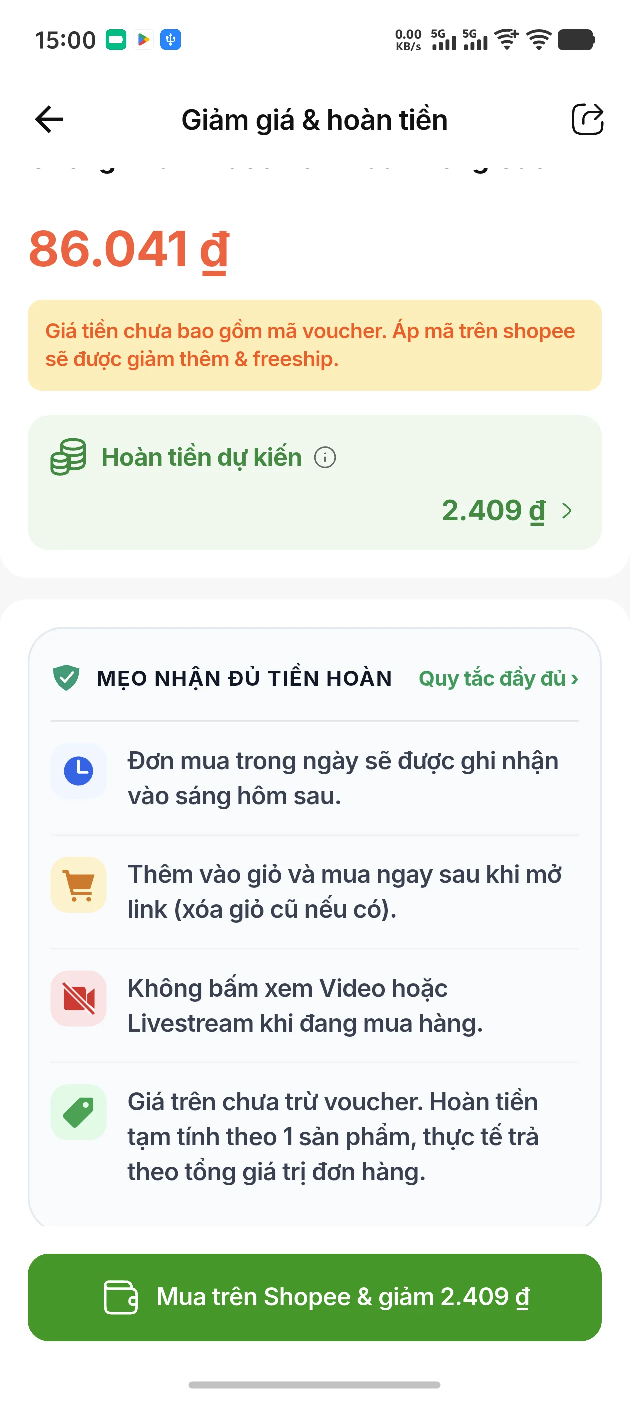 Tiền hoàn dự kiến và các lưu ý trước khi mua
