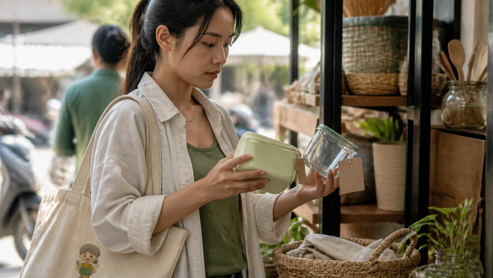 Người mua Việt Nam so sánh hộp đựng đã qua sử dụng với sản phẩm gia dụng mới